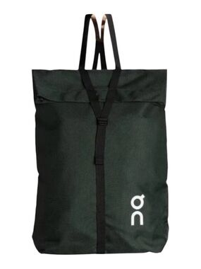 On Running Black Roll Top Backpack Lightweight Commuter Bag Magnetic Buttons